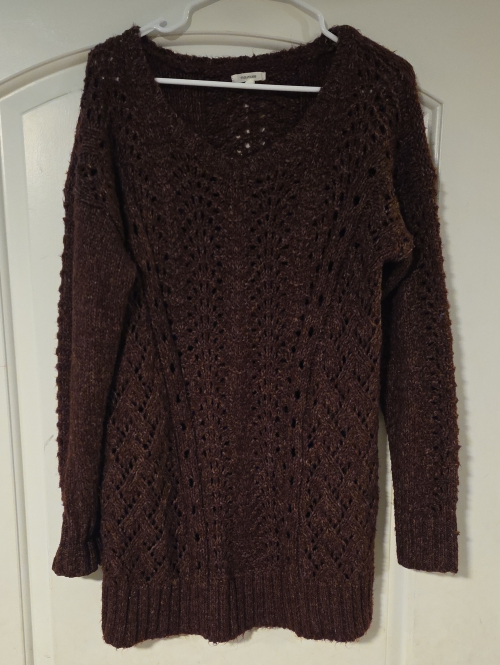 Cozy Open-Knit Women's Sweater - Deep Purple